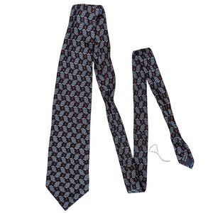Hassib Silbak Silk Neck Tie Black with‎ White & Red Pattern